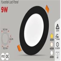 SİYAH KASA 9W S.A. YUVARLAK PANEL BEYAZ 1